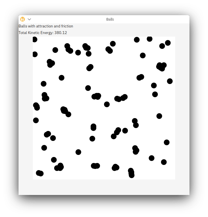 Balls made with Capy UI, running with GTK+